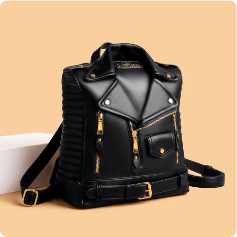 Sac à dos en cuir style blouson