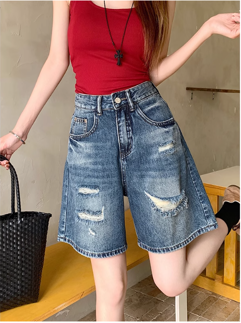 Short en jean décontracté pour femme