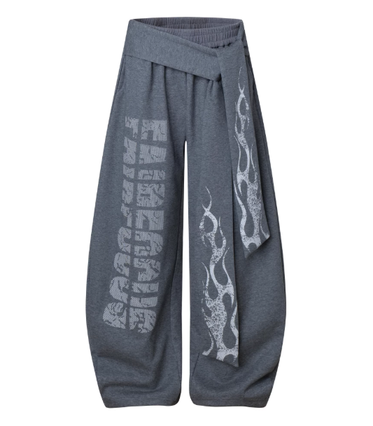 Pantalon ample streetwear gris