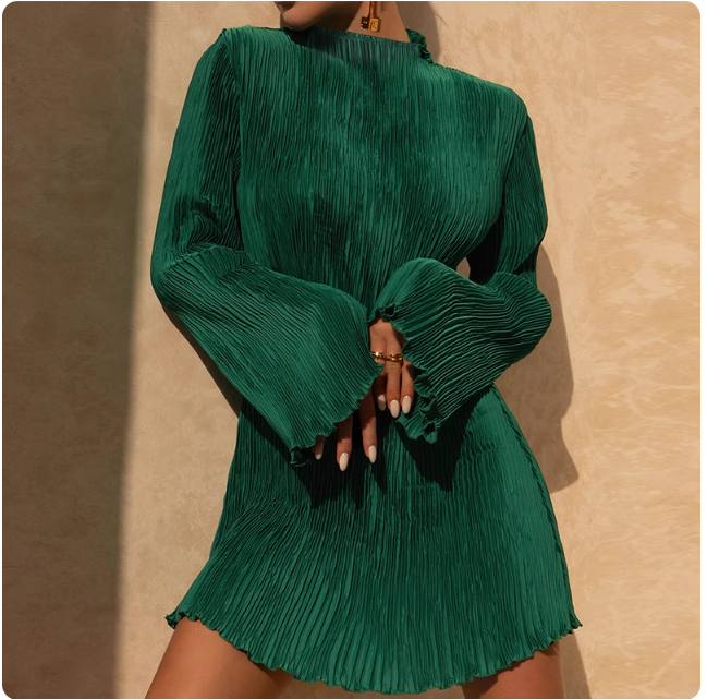 Robe plissée verte