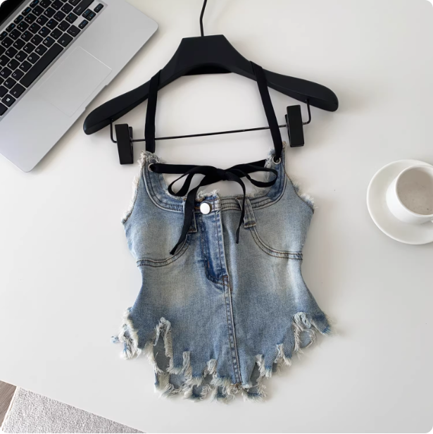 Top bustier en jean