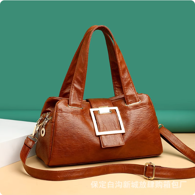 Sac à main en cuir brun
