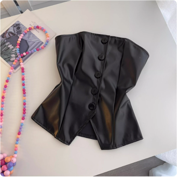Corset noir en simili cuir