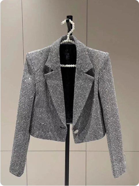 Veste blazer en tweed gris