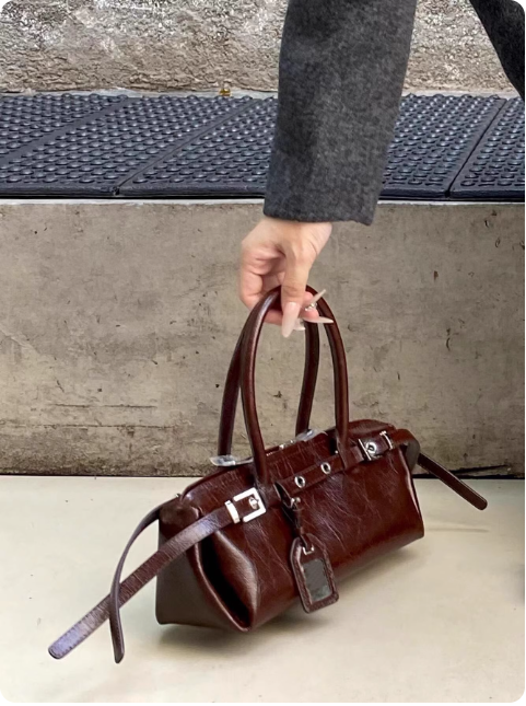 Sac à main en cuir marron