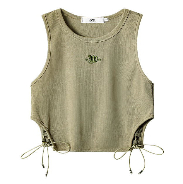 Débardeur kaki à laçage côté