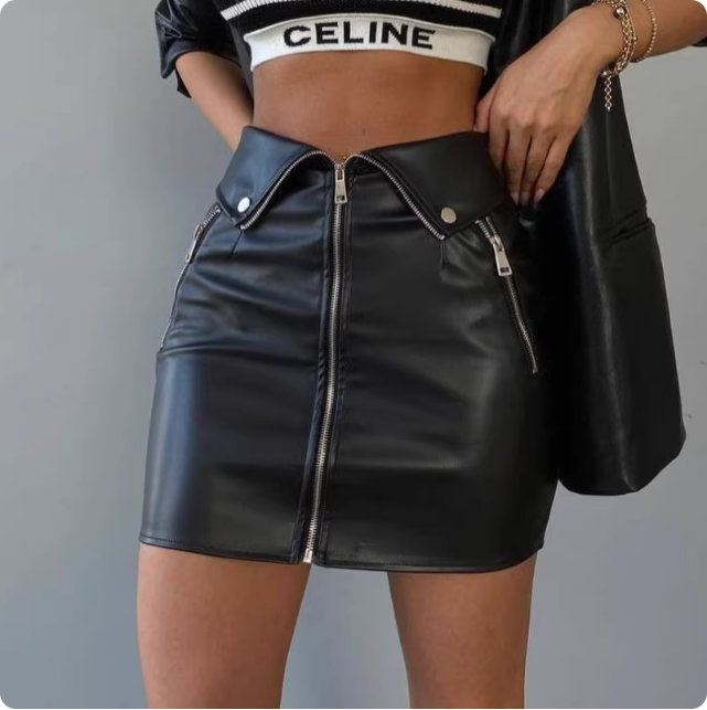 Jupe en cuir noir