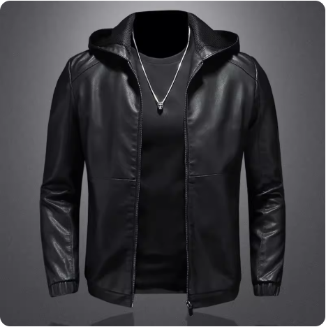 Veste en cuir noir