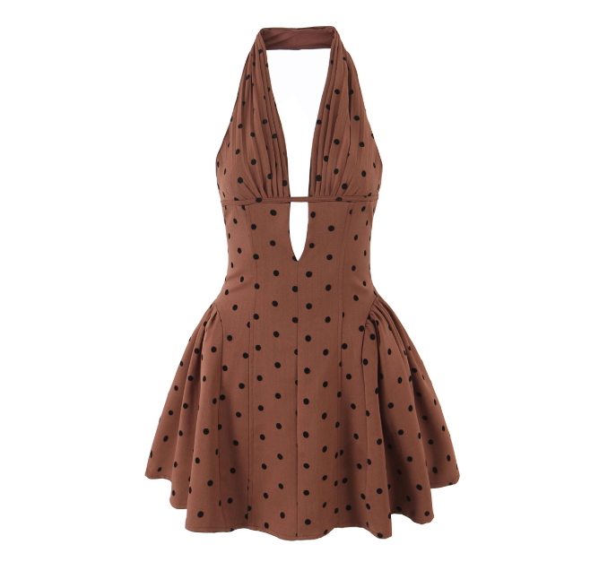 Robe à pois marron