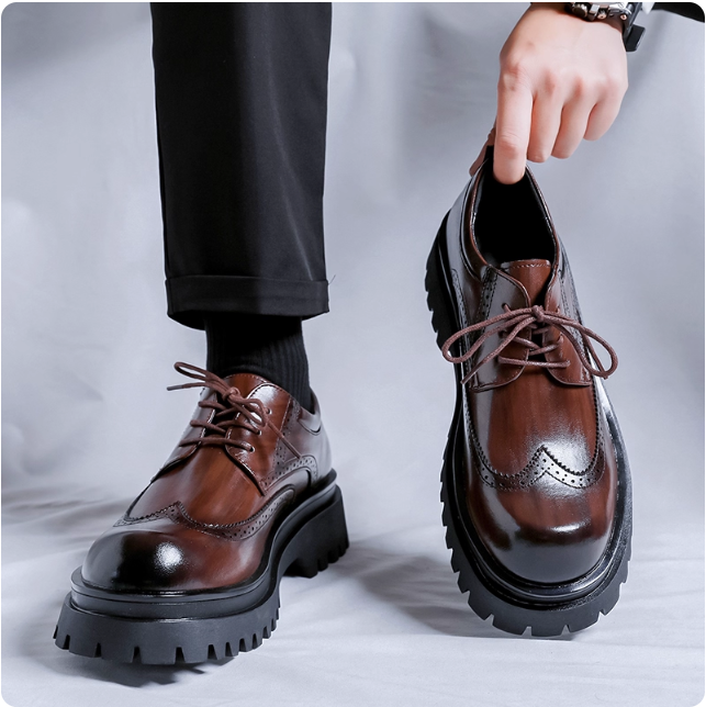 Chaussures derby en cuir marron