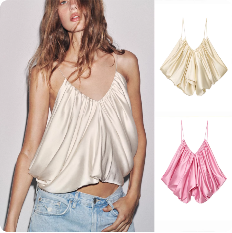 Top en satin plissé