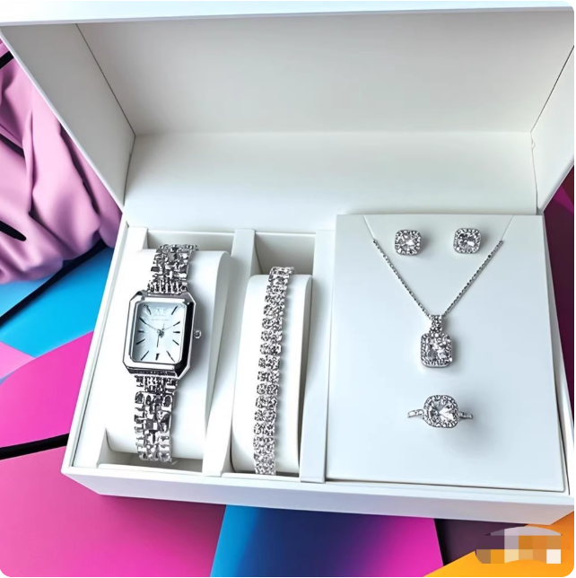 Coffret montre et bijoux en argent