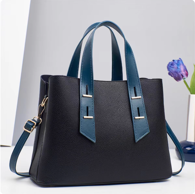 Sac à main en cuir bicolore