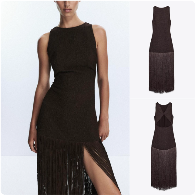 Robe noire à franges