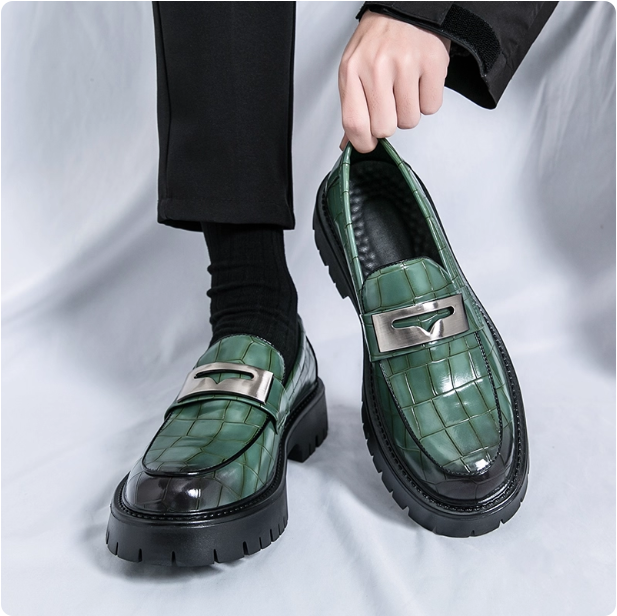 Mocassins en cuir vert