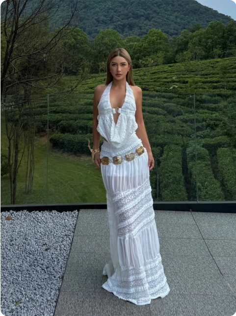 Robe longue blanche bohème