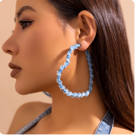 Boucles d'oreilles en tissu denim