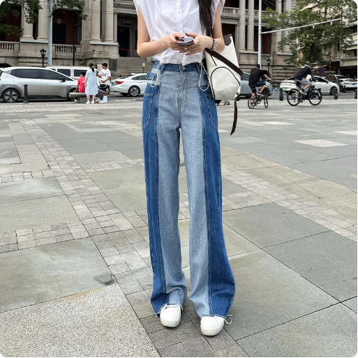 Jean femme bicolore