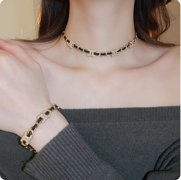 Ensemble collier et bracelet chaîne élégante