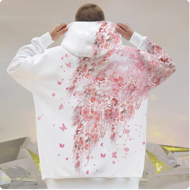 Sweat à capuche artistique à motif floral