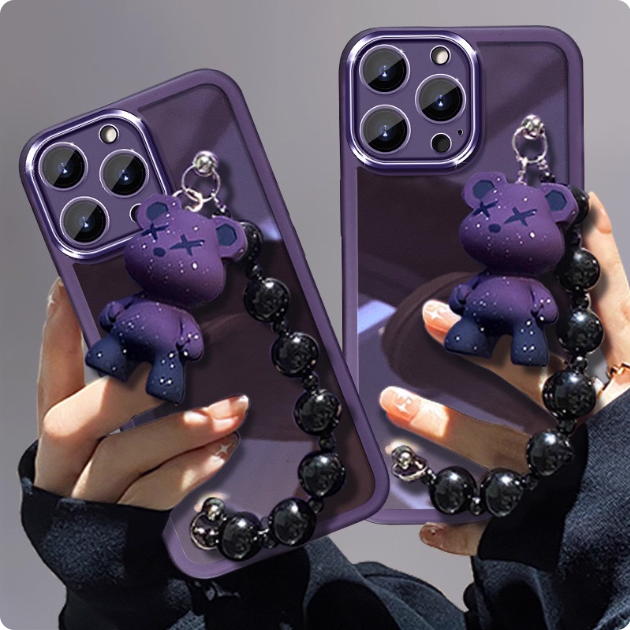 Coque pour iPhone avec porte-clés ourson