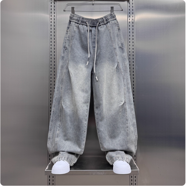 Jean large gris délavé