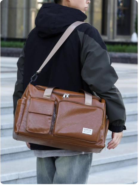 Sac de voyage en cuir marron