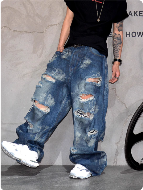 Jean large déchiré homme