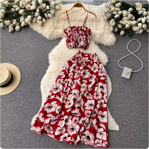 Ensemble Floral Rouge