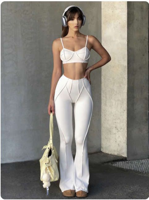 Ensemble deux pièces blanc tendance