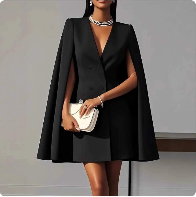 Robe cape élégante noire