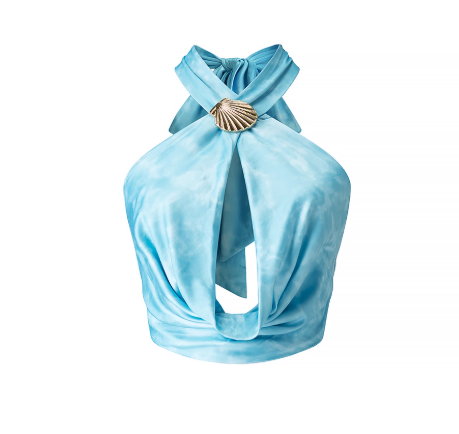 Top dos nu bleu à coquillage
