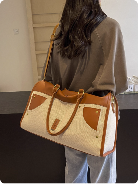 Sac de voyage en toile et cuir