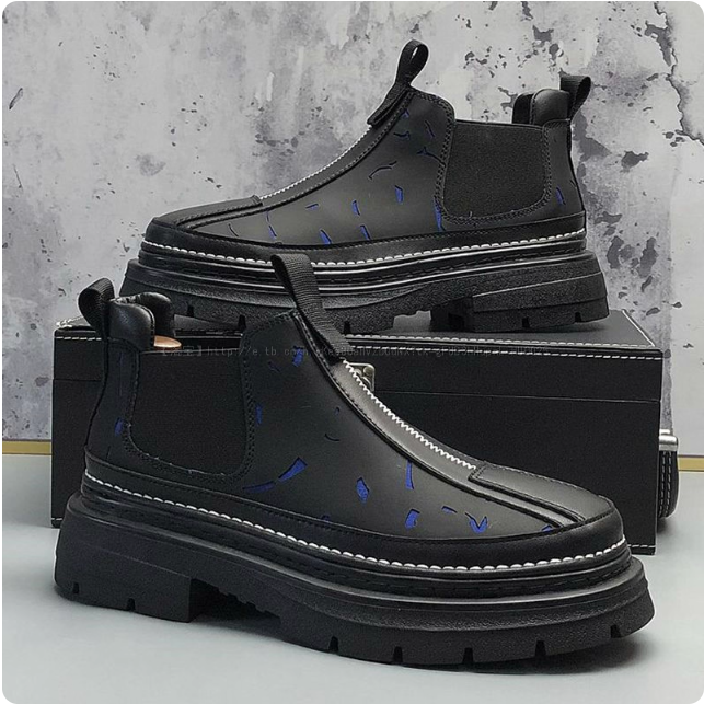 Bottes en cuir noir pour homme