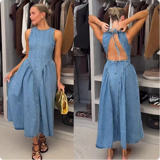 Robe longue en jean