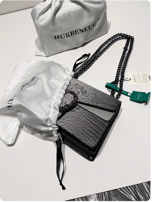 Sac à main Hurbenluu en cuir effet crocodile