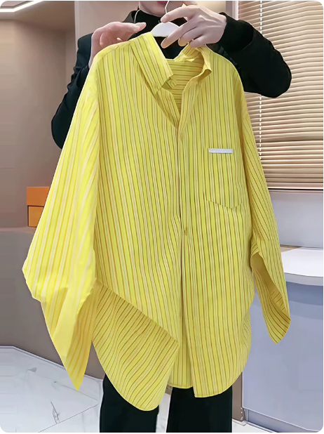 Chemise oversize rayée jaune