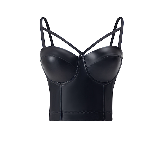 Bustier en similicuir noir