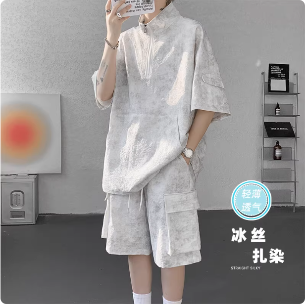 Ensemble short et chemise en lin décontracté