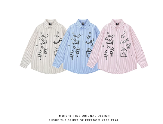 Chemise Rayée Motif Dessin Animé