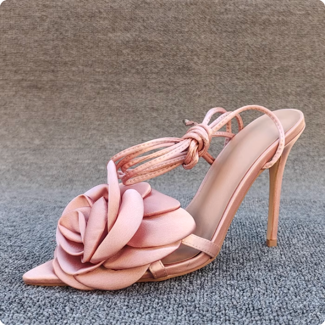 Sandale à talon rose