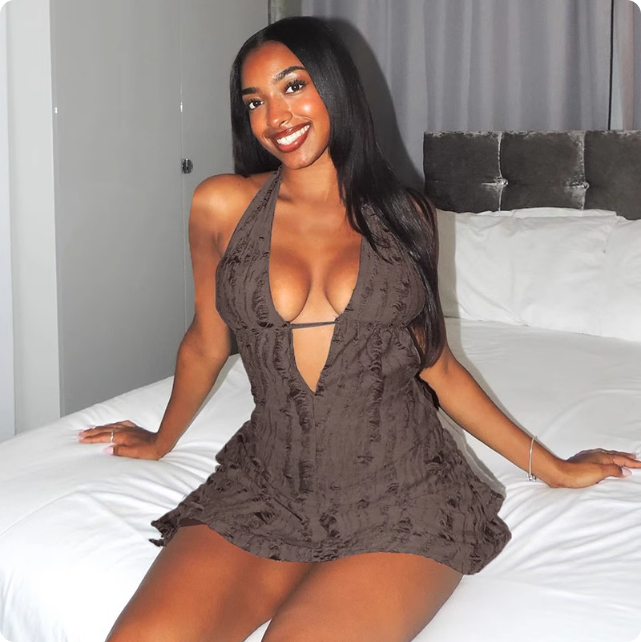 Robe décolleté marron