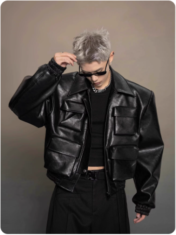Veste en cuir noir