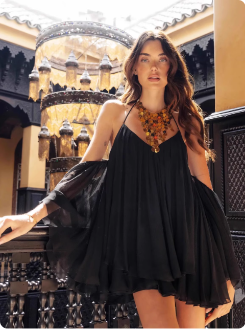 Robe de soirée noire fluide