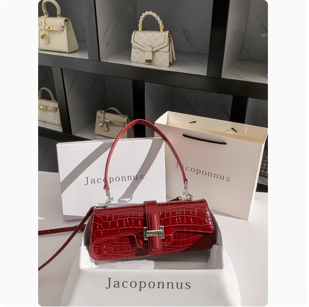 Sac à main en cuir verni rouge