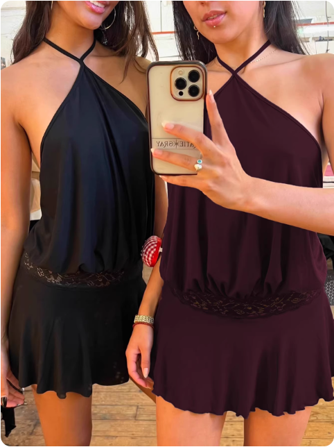 Robe courte à col croisé