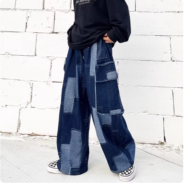 Pantalon patchwork en denim