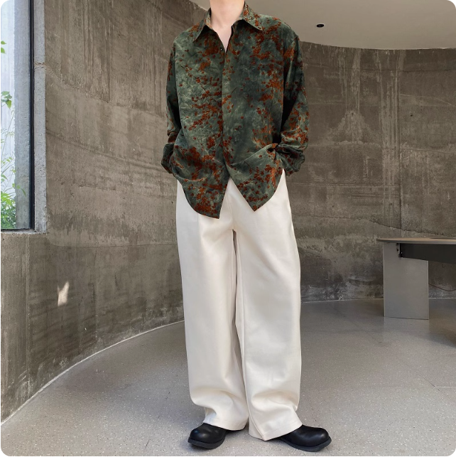 Chemise imprimée verte