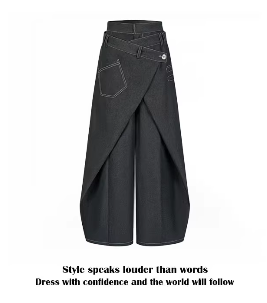 Pantalon large croisé en jean