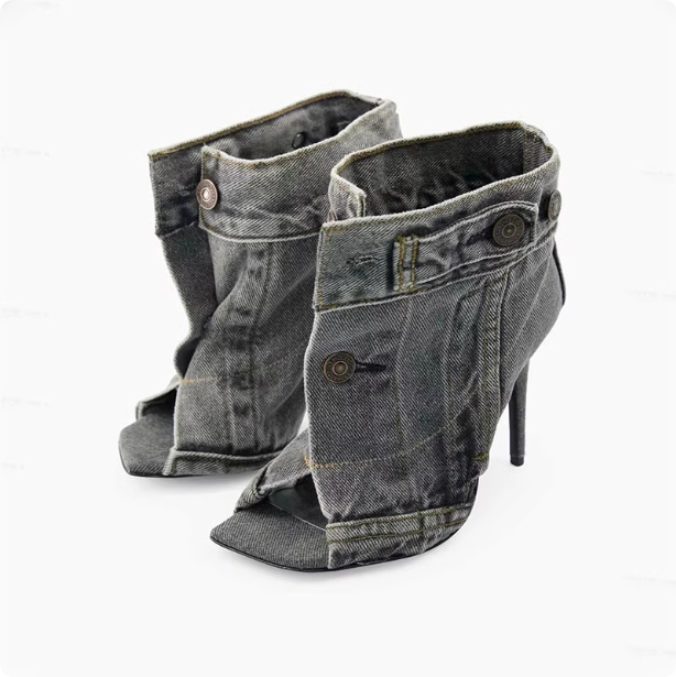 Bottines à talons en jean